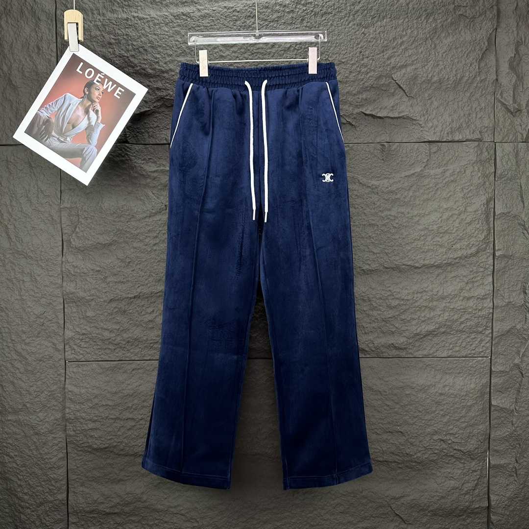 Celine Straight-Leg Logo-Embroidered Cotton-Blend Velour Track Pants - DopestKickz