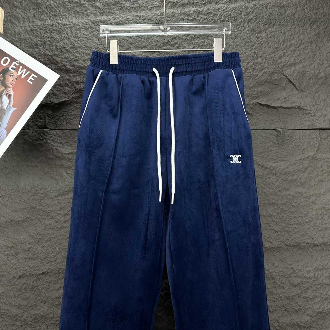 Celine Straight-Leg Logo-Embroidered Cotton-Blend Velour Track Pants - DopestKickz