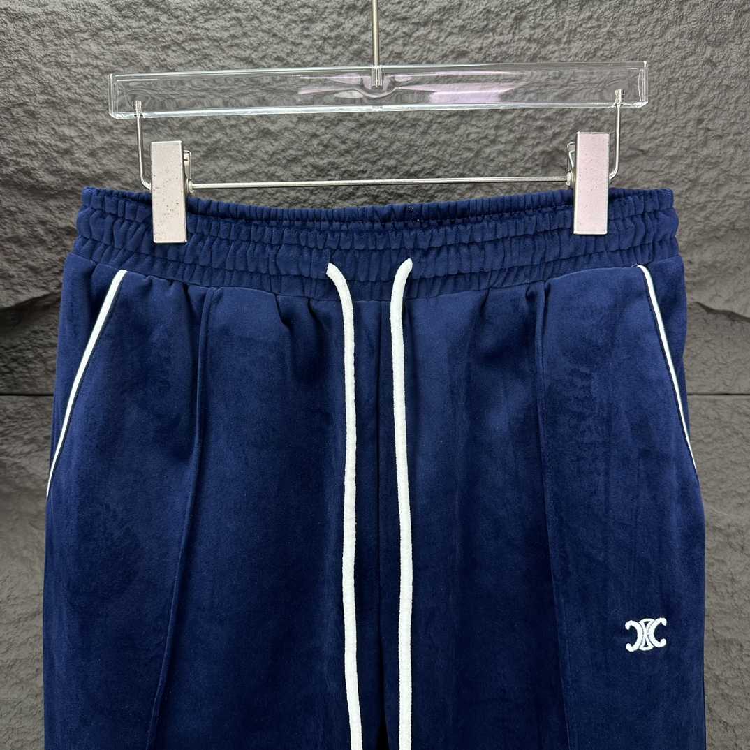 Celine Straight-Leg Logo-Embroidered Cotton-Blend Velour Track Pants - DopestKickz