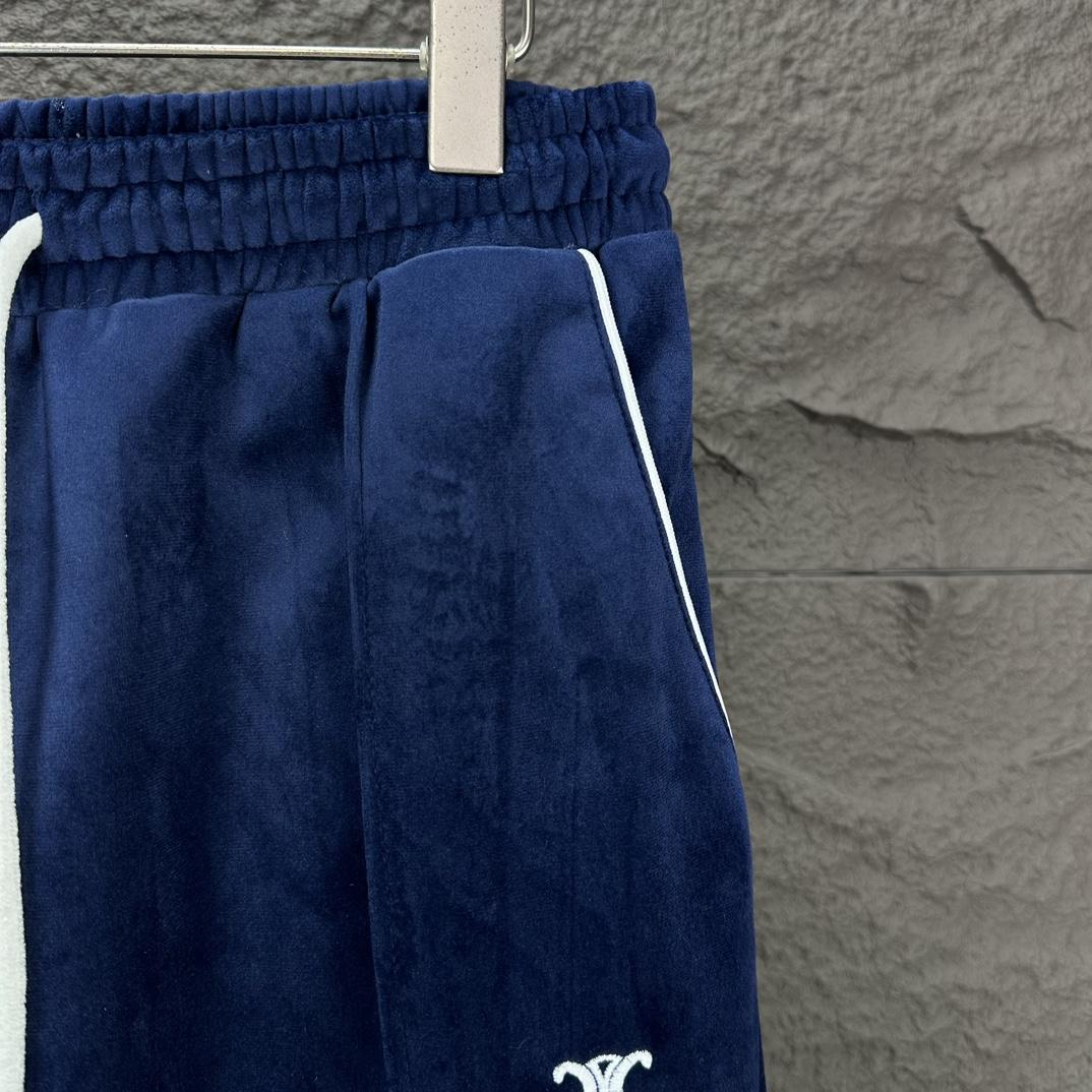 Celine Straight-Leg Logo-Embroidered Cotton-Blend Velour Track Pants - DopestKickz