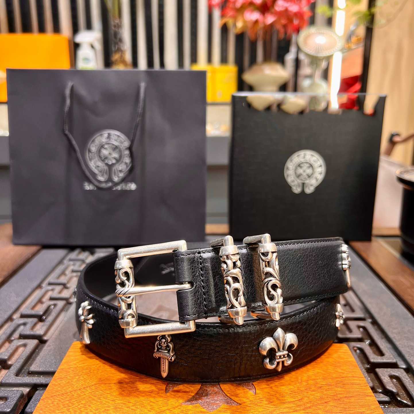 Chrome Hearts Retro Punk Rock Genuine Leather Belt   38MM - DopestKickz