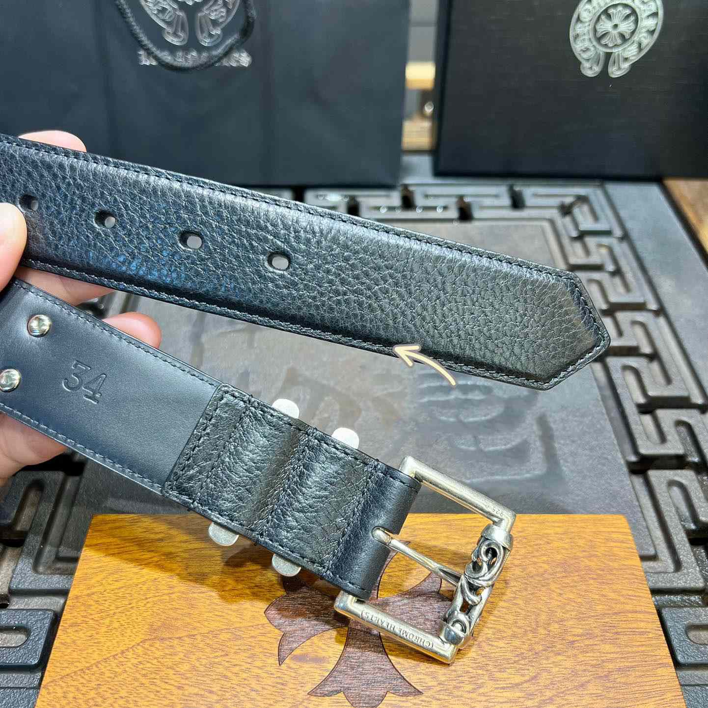 Chrome Hearts Retro Punk Rock Genuine Leather Belt   38MM - DopestKickz