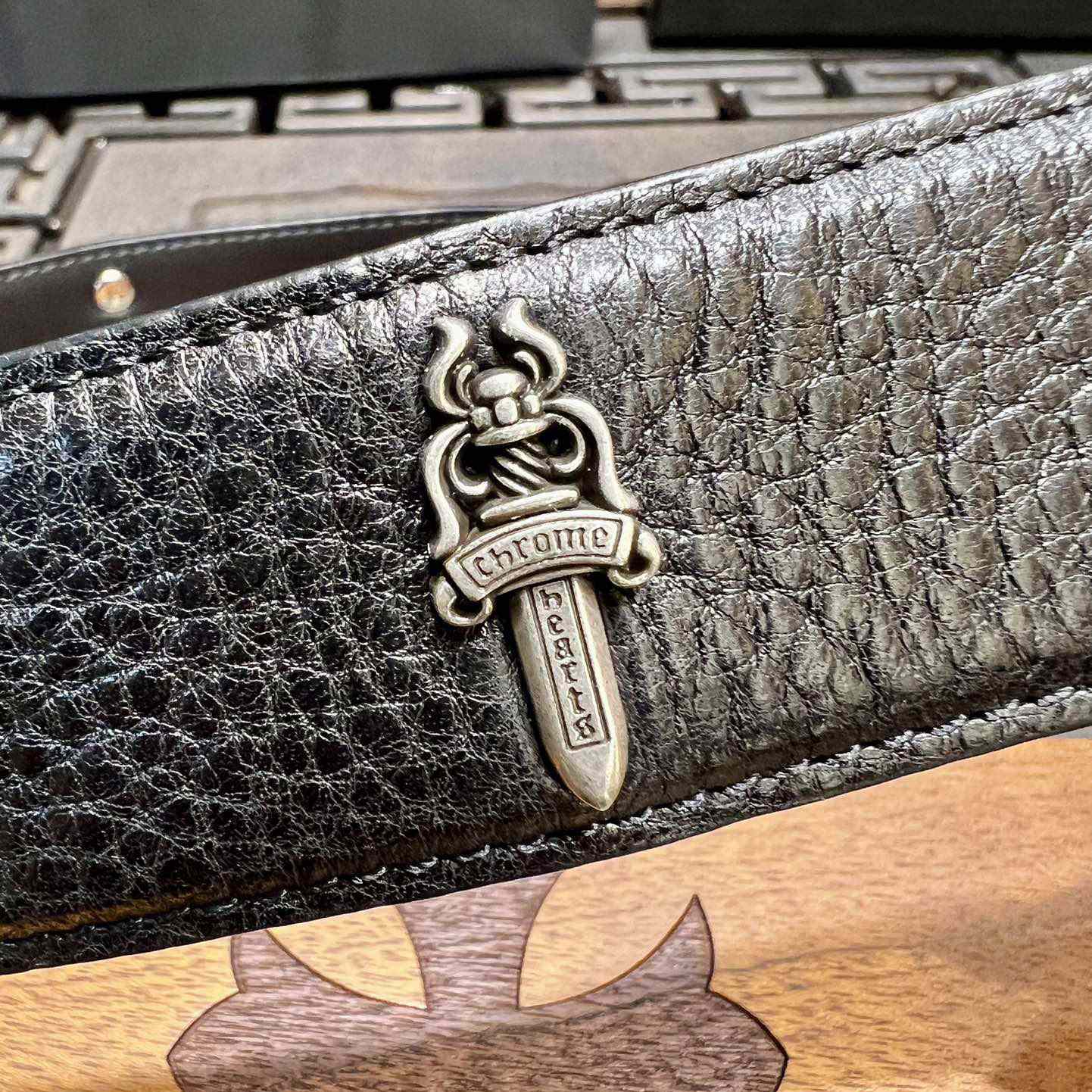 Chrome Hearts Retro Punk Rock Genuine Leather Belt   38MM - DopestKickz