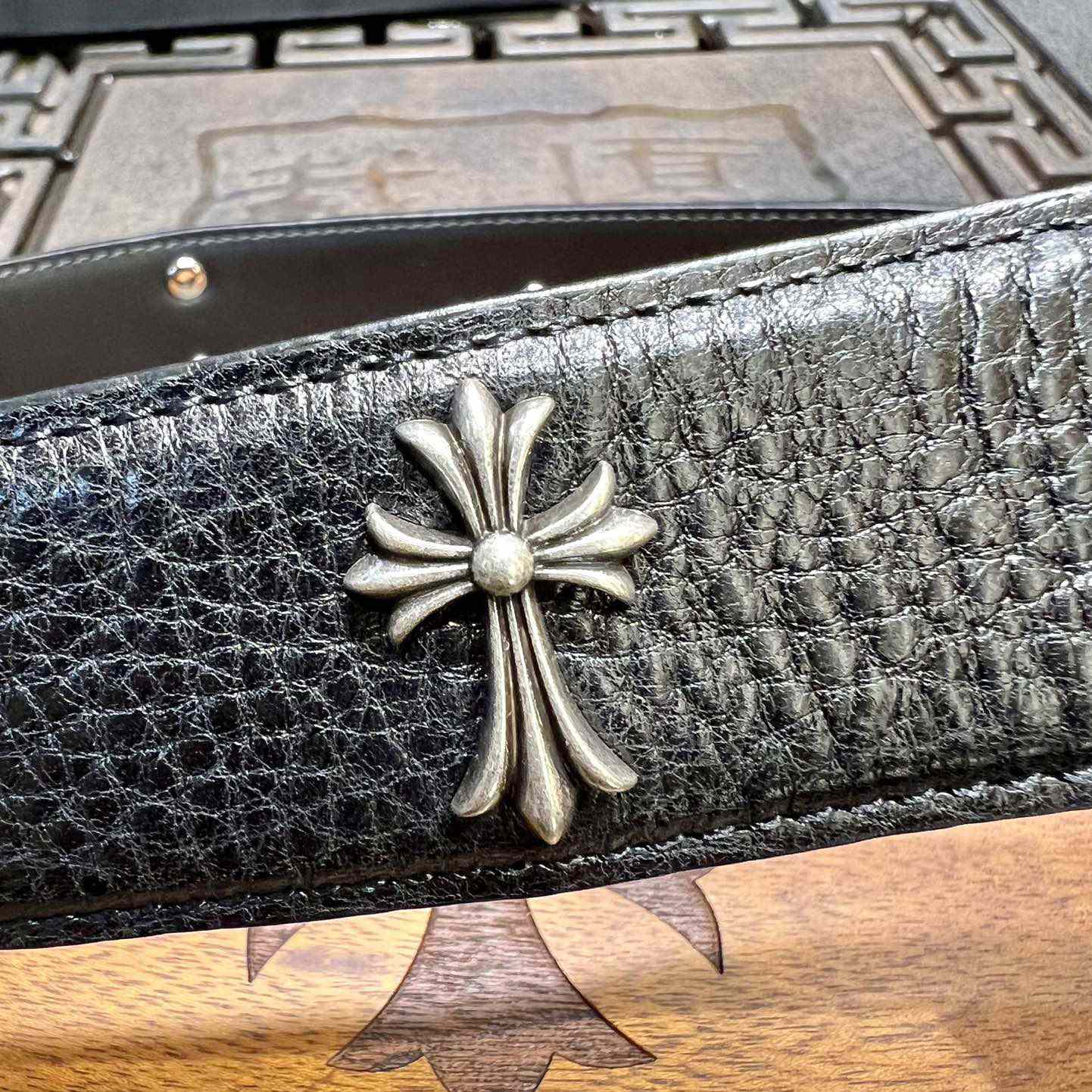 Chrome Hearts Retro Punk Rock Genuine Leather Belt   38MM - DopestKickz