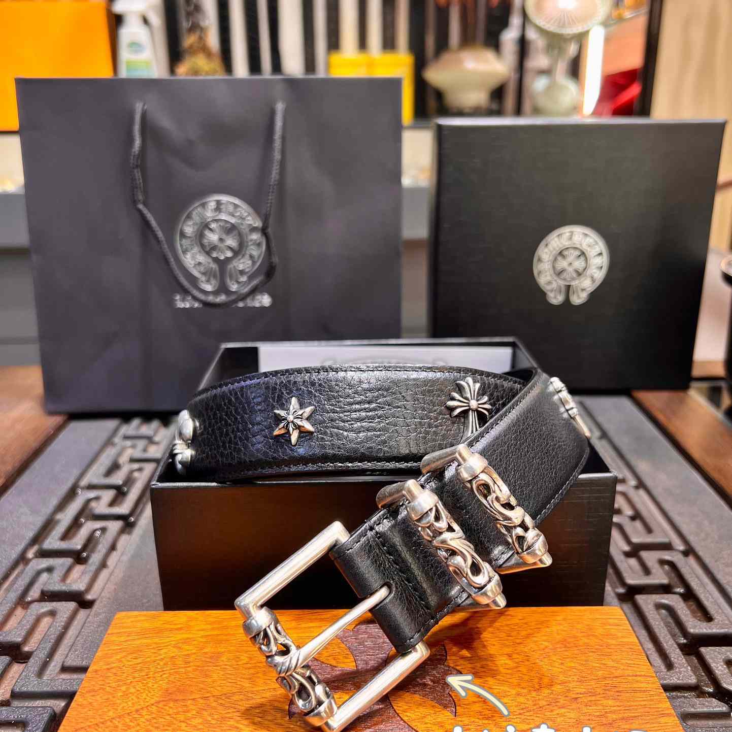 Chrome Hearts Retro Punk Rock Genuine Leather Belt   38MM - DopestKickz