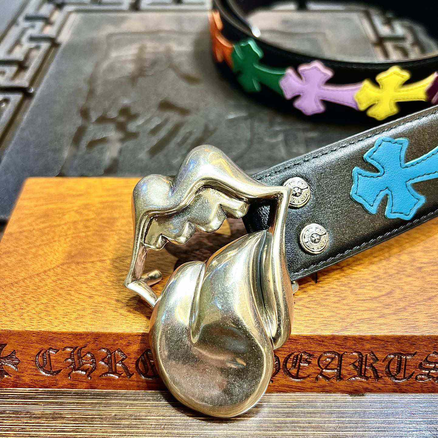 Chrome Hearts Colorful Cross Stitch CH Crochet Belt - DopestKickz