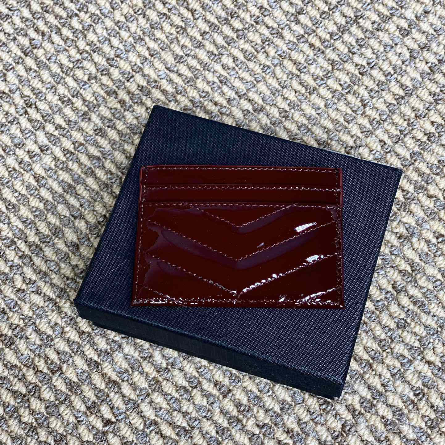 Saint Laurent Cassandre Matelasse Card Case In Patent Leather - DopestKickz