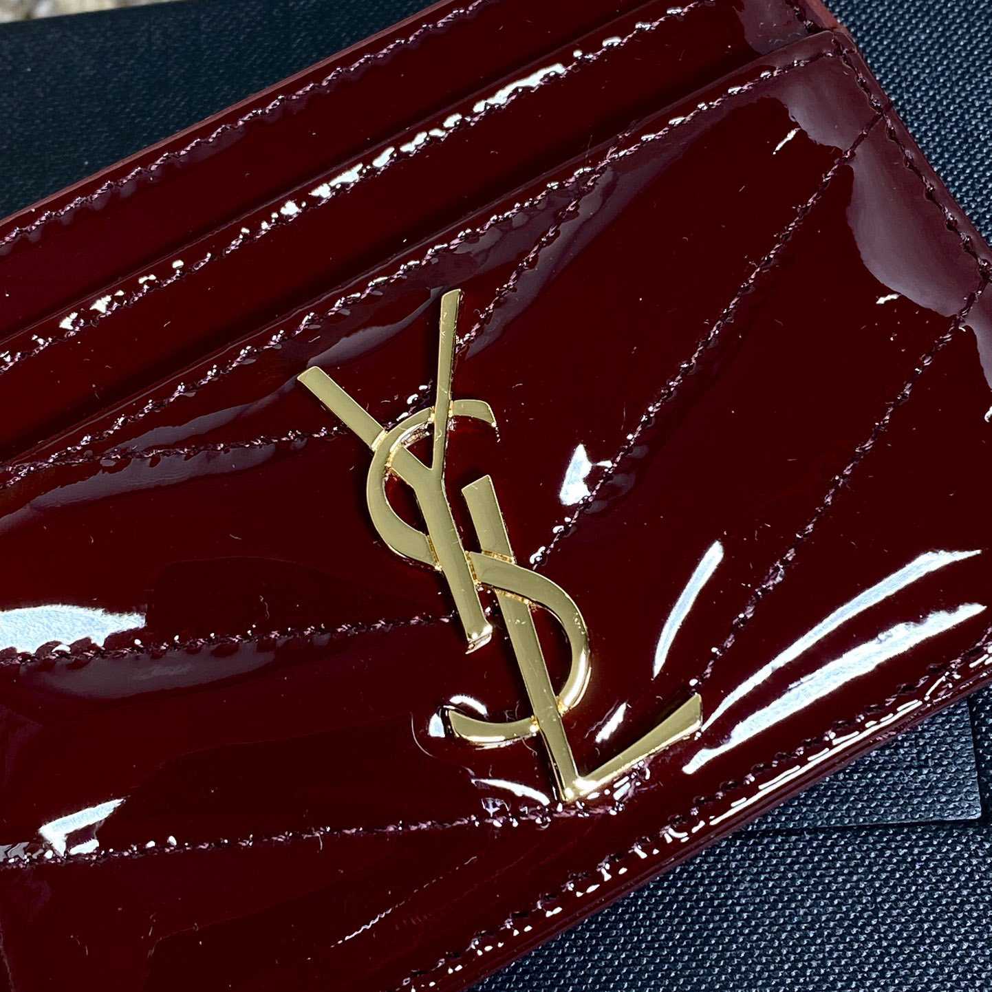 Saint Laurent Cassandre Matelasse Card Case In Patent Leather - DopestKickz