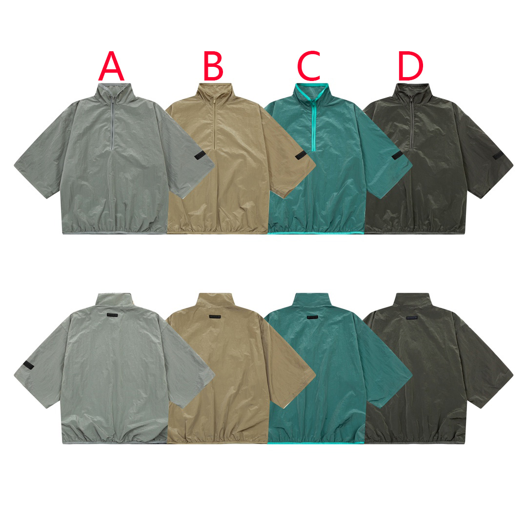 Fear of God Essentials Crinkle Nylon Half Zip Short-Sleeve Shirt - DopestKickz