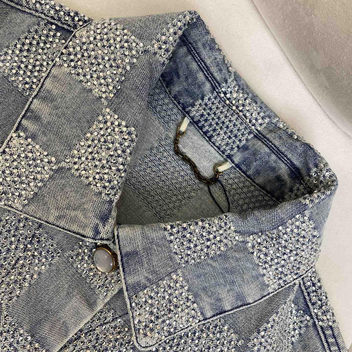 Louis Vuitton Damier Denim Jacket With Crystal - DopestKickz
