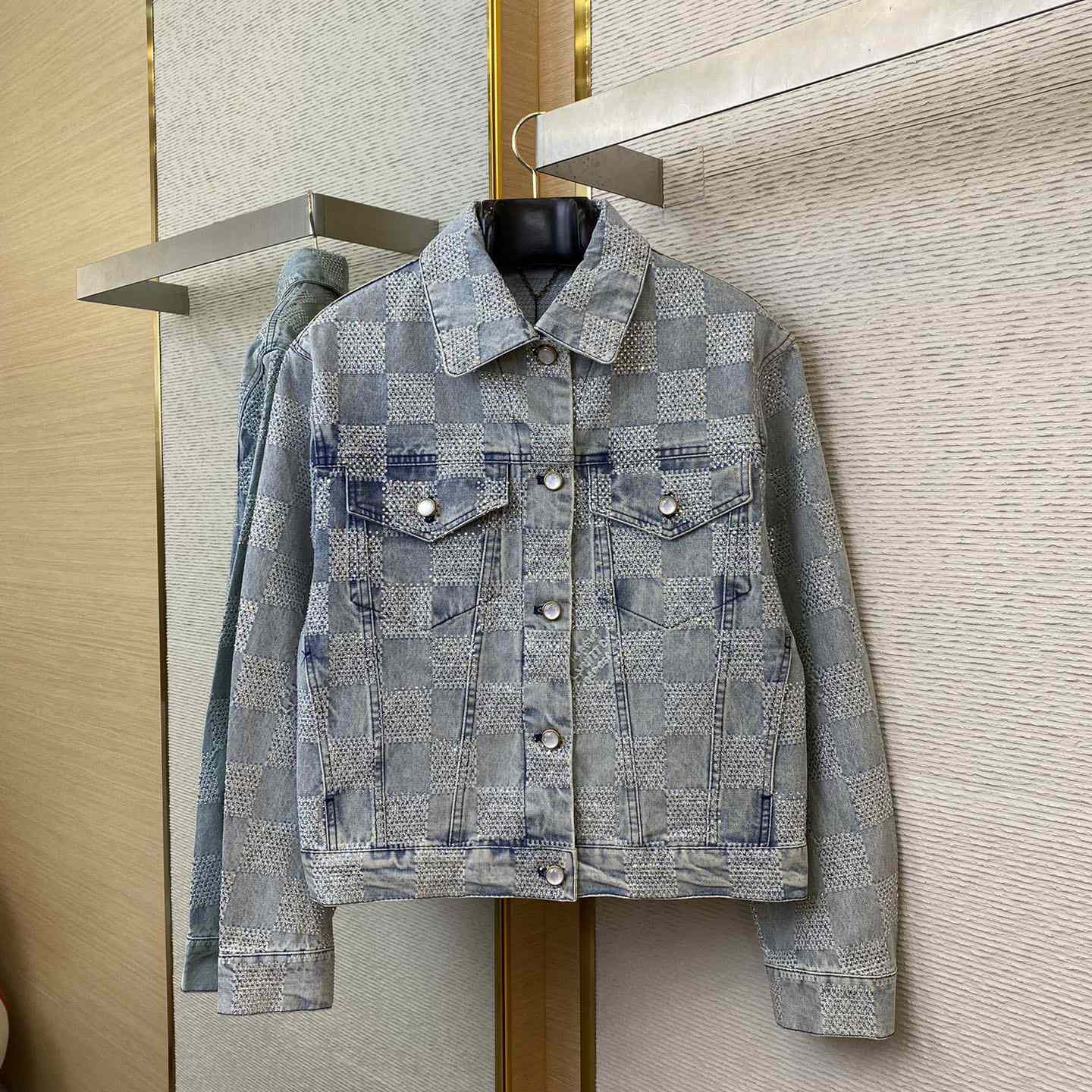 Louis Vuitton Damier Denim Jacket With Crystal - DopestKickz