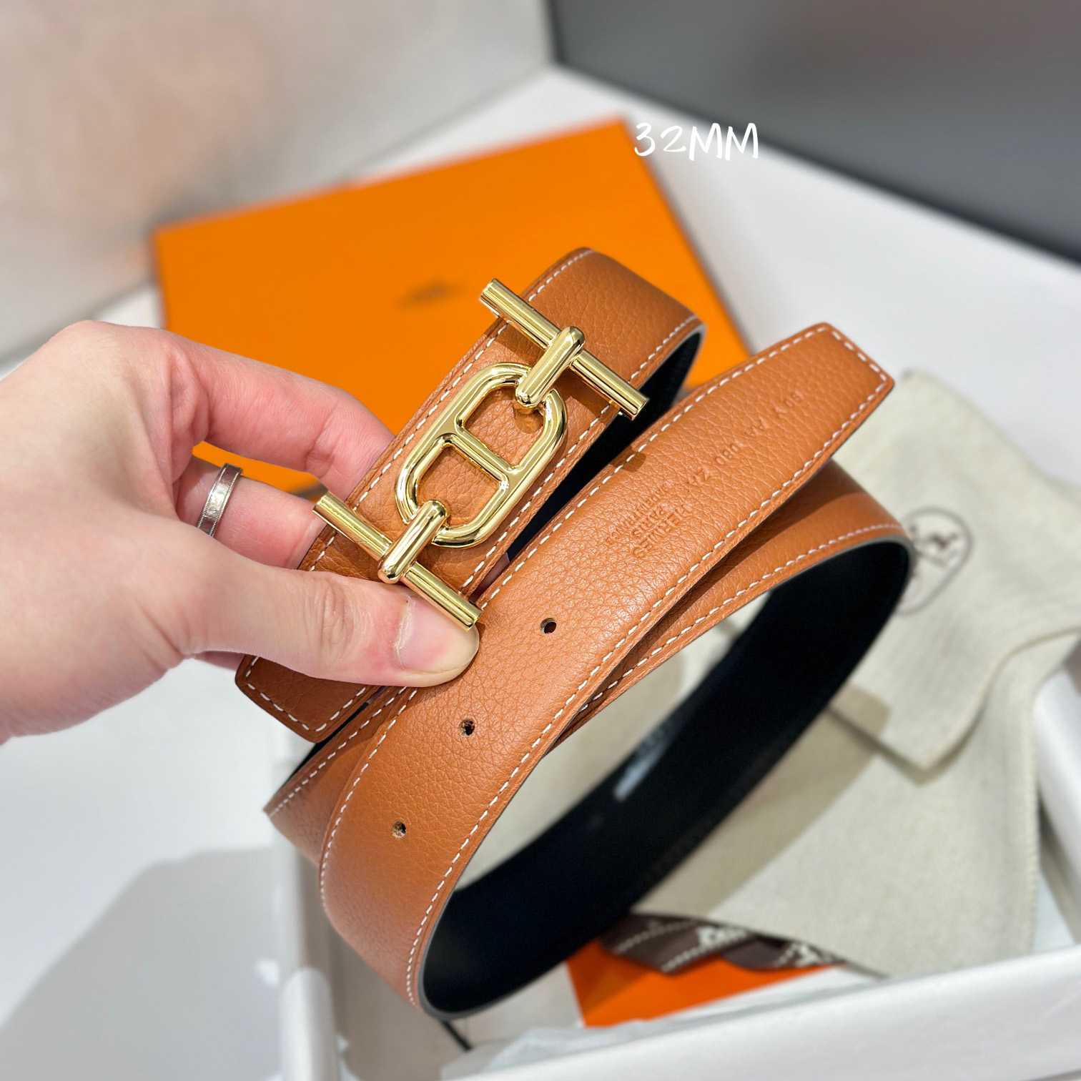 Hermes Ancre Buckle & Reversible Leather Strap 32mm - DopestKickz