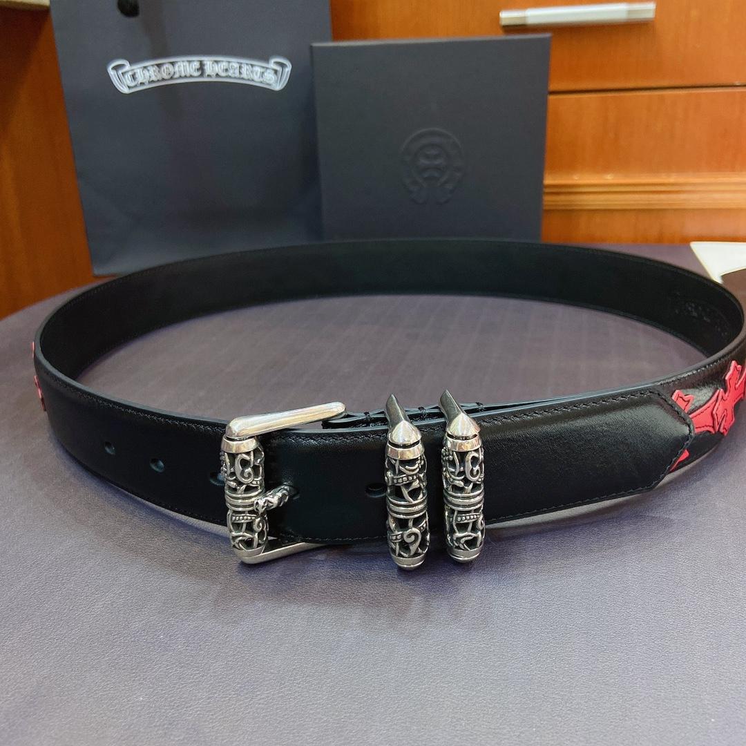 Chrome Hearts Leather Belt   38MM - DopestKickz
