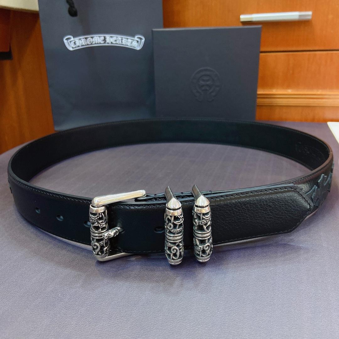 Chrome Hearts Leather Belt   38MM - DopestKickz