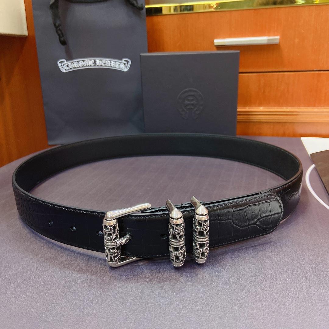Chrome Hearts Leather Belt   38MM - DopestKickz