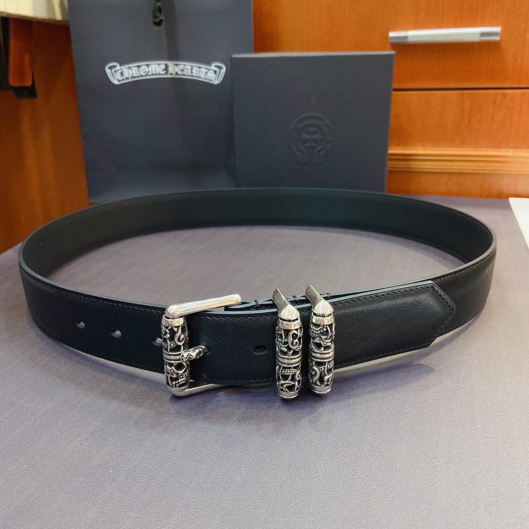 Chrome Hearts Leather Belt   38MM - DopestKickz