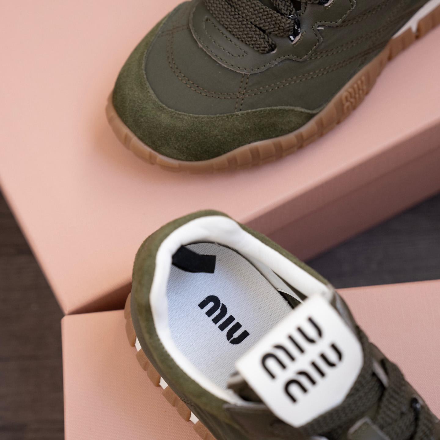 Miu Miu Tyre Technical Fabric And Suede Sneakers - DopestKickz