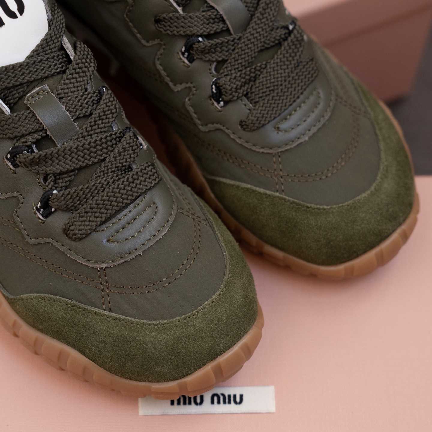 Miu Miu Tyre Technical Fabric And Suede Sneakers - DopestKickz