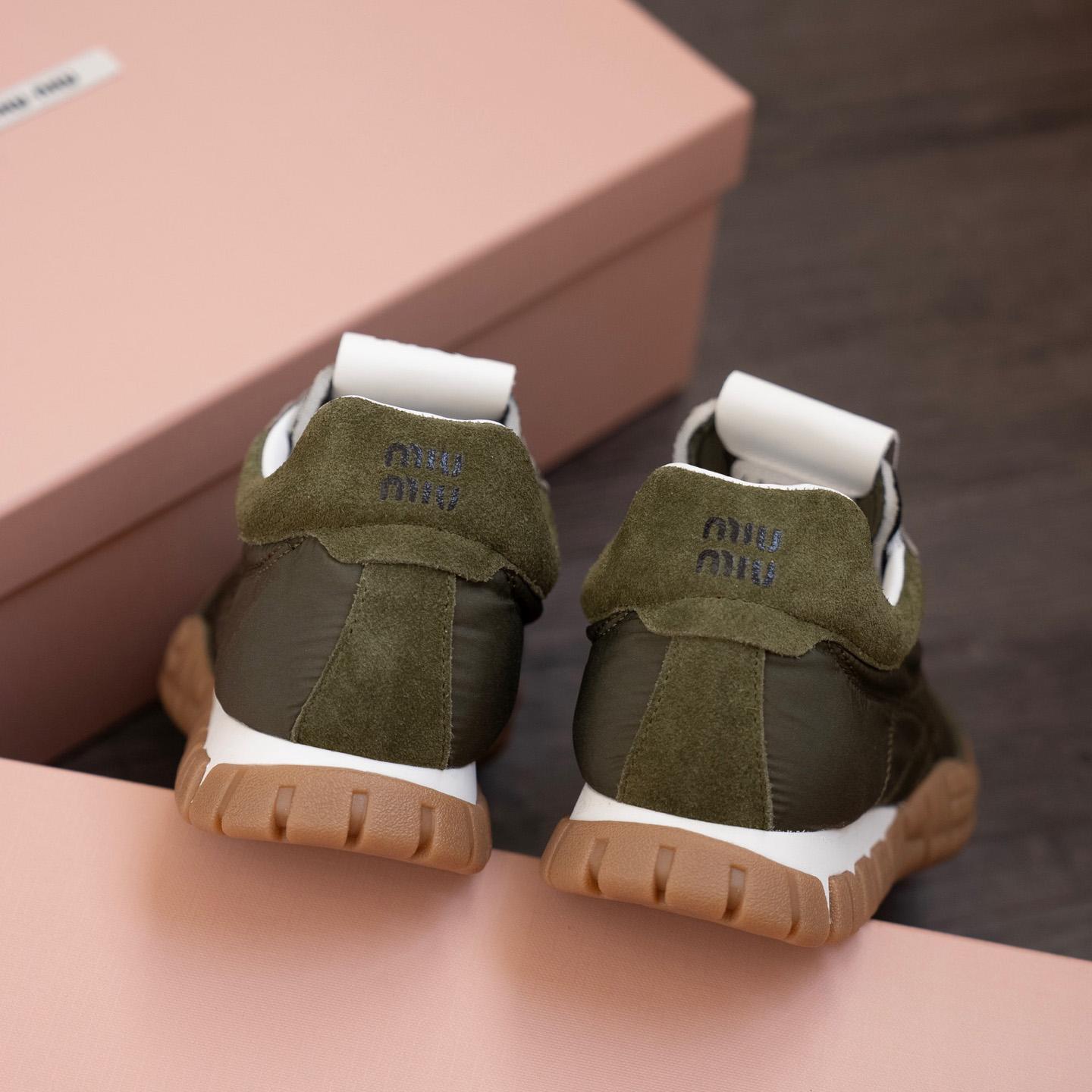 Miu Miu Tyre Technical Fabric And Suede Sneakers - DopestKickz