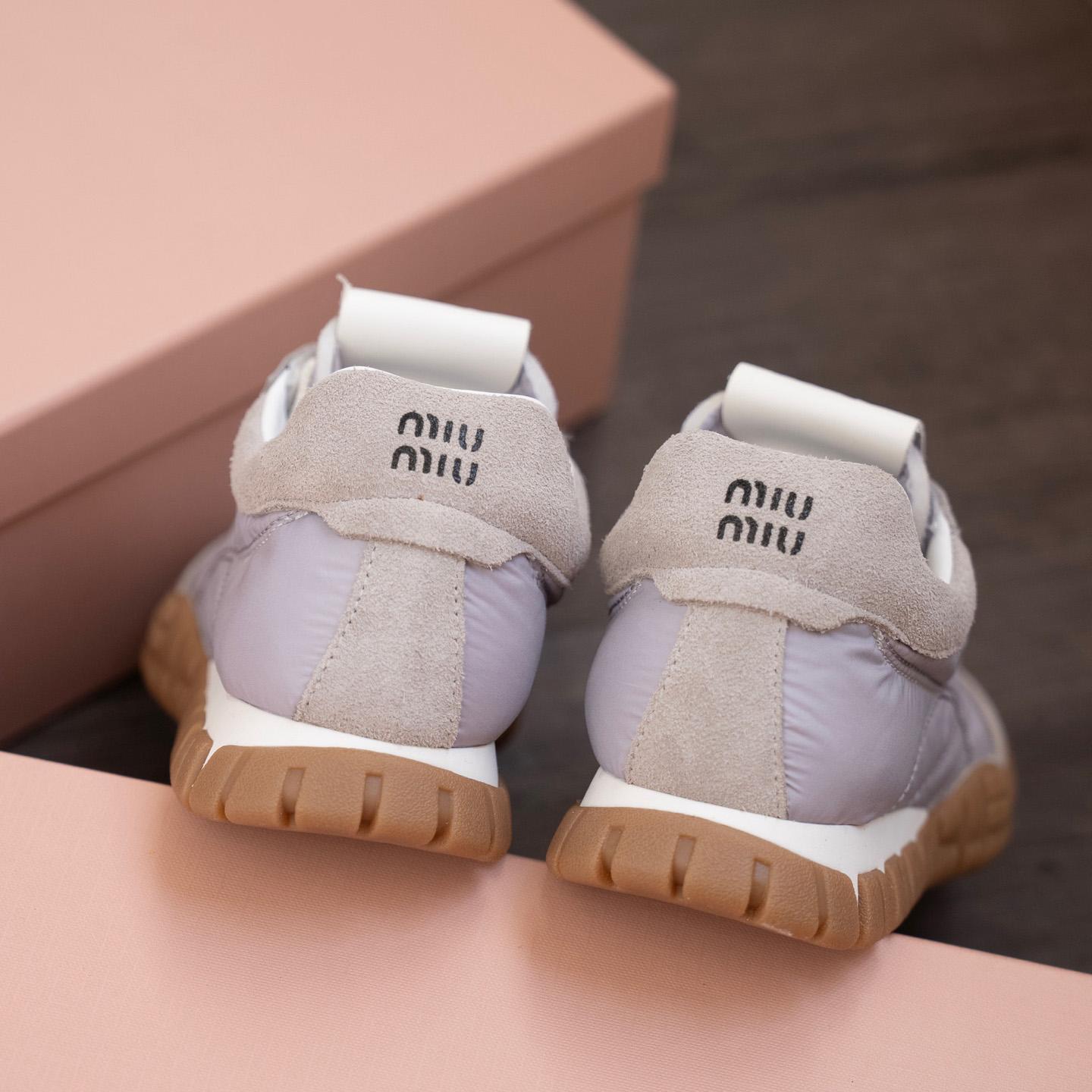 Miu Miu Tyre Technical Fabric And Suede Sneakers - DopestKickz