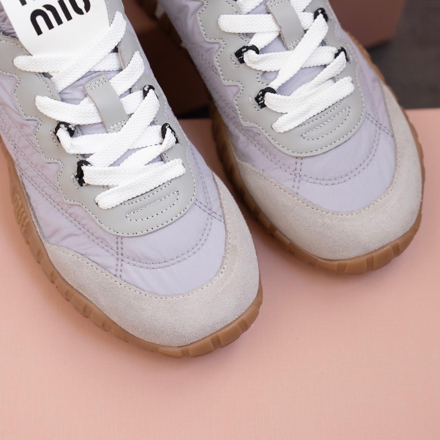 Miu Miu Tyre Technical Fabric And Suede Sneakers - DopestKickz