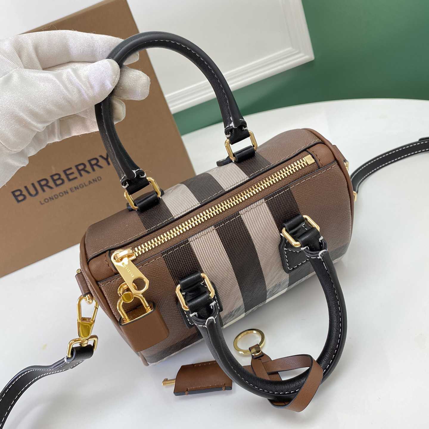 Burberry Mini Check Bowling Bag - DopestKickz