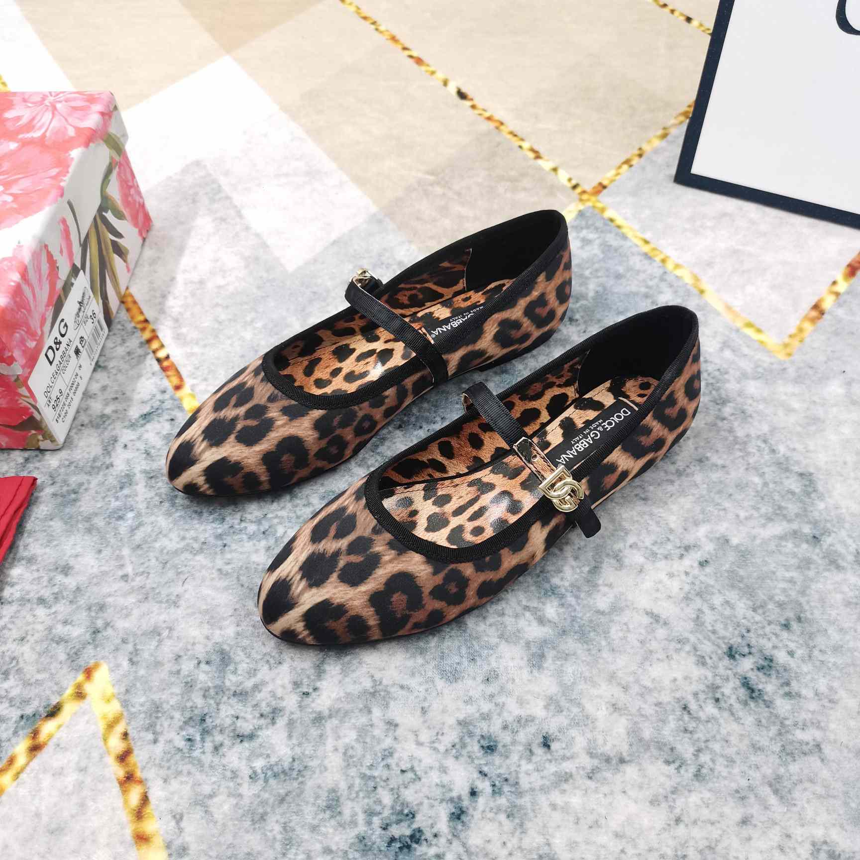 Dolce & Gabbana Printed Velvet Ballet Flats - DopestKickz