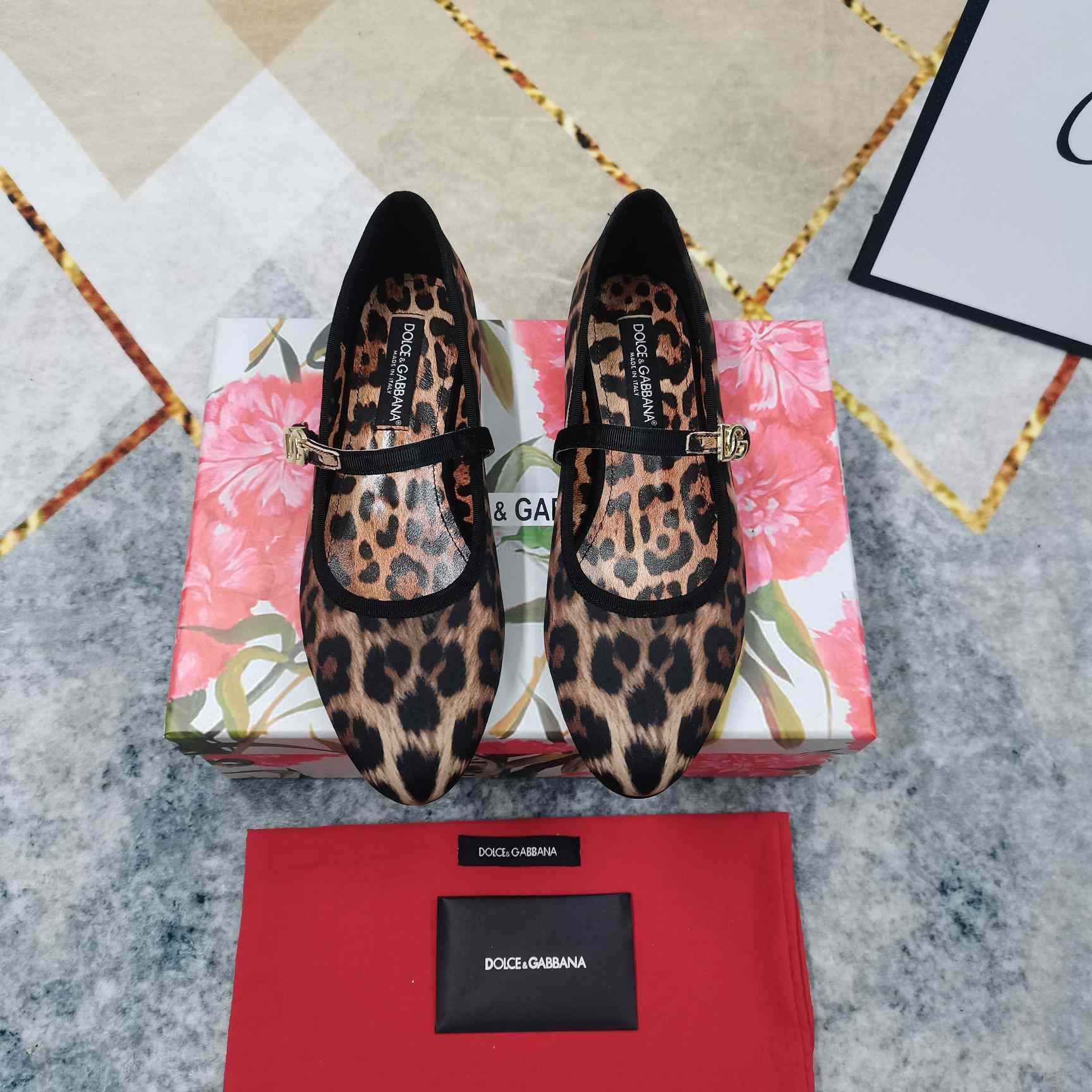 Dolce & Gabbana Printed Velvet Ballet Flats - DopestKickz