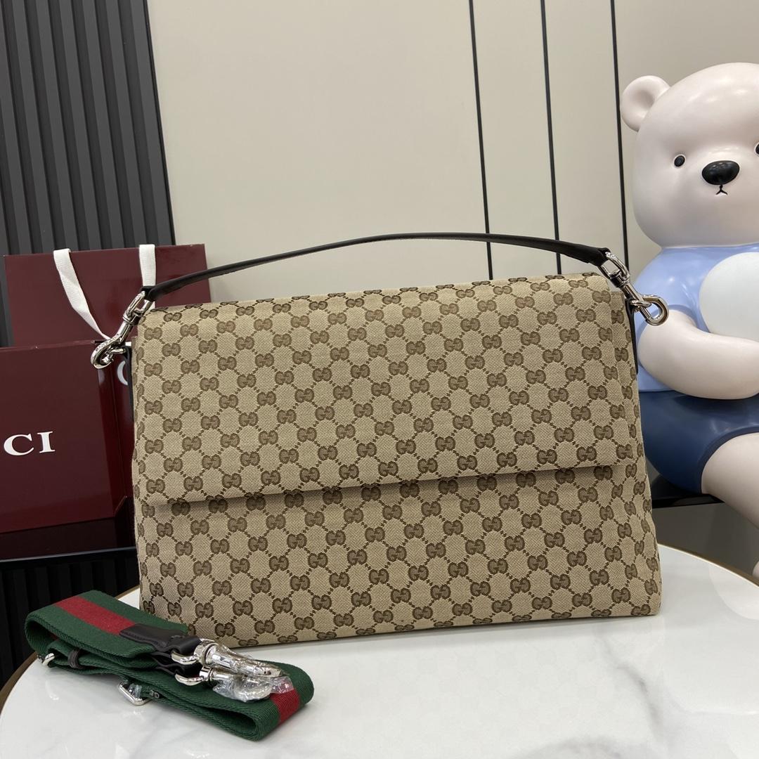 Gucci Medium GG Crossbody Bag With Web - DopestKickz