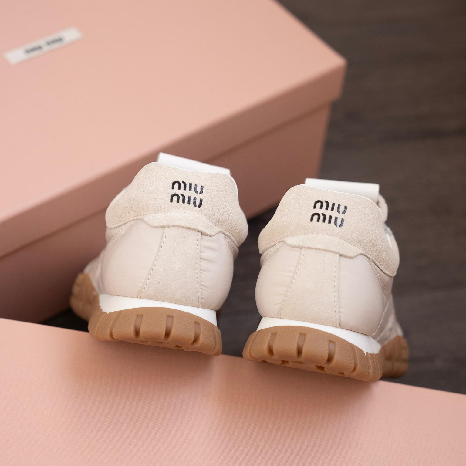 Miu Miu Tyre Technical Fabric And Suede Sneakers - DopestKickz