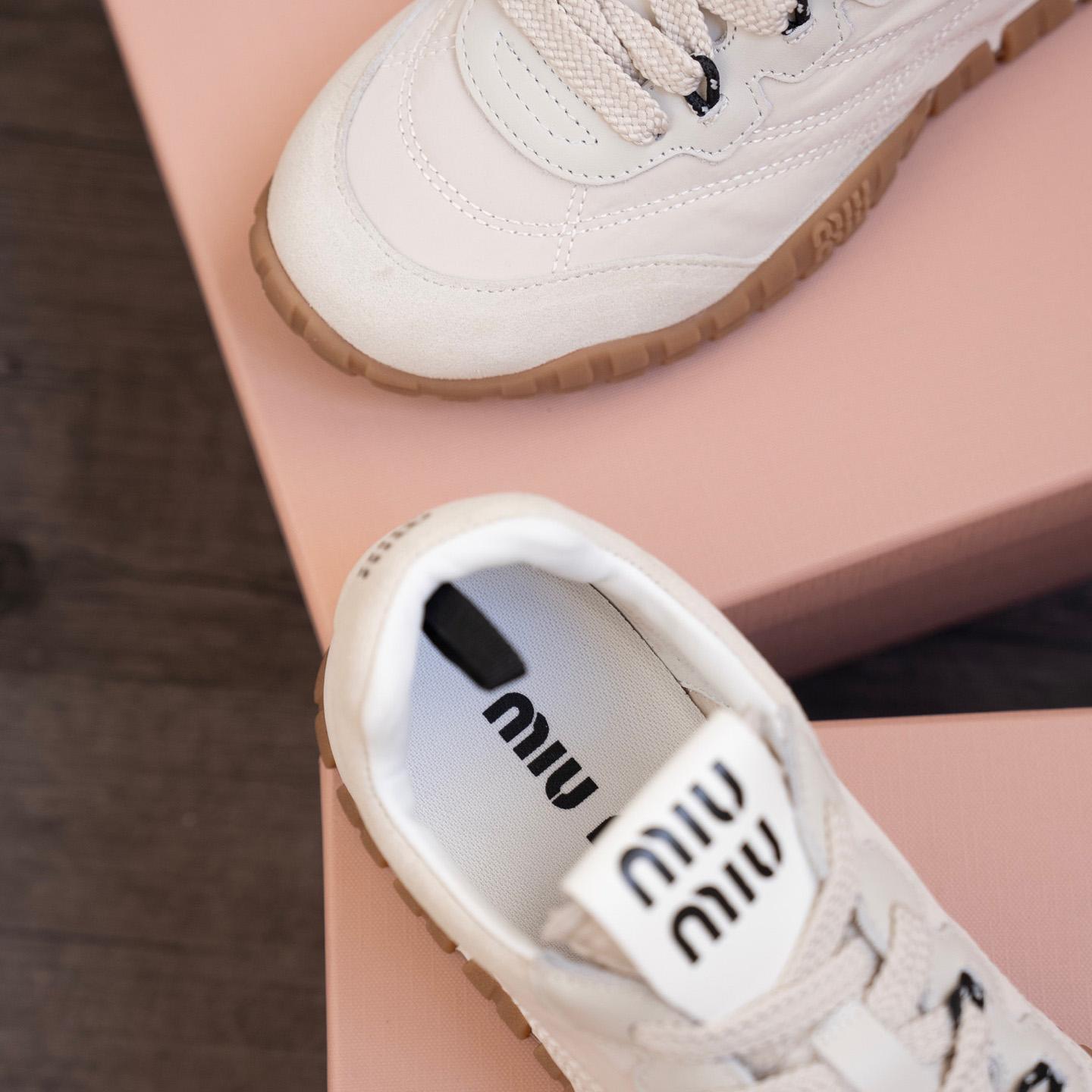 Miu Miu Tyre Technical Fabric And Suede Sneakers - DopestKickz