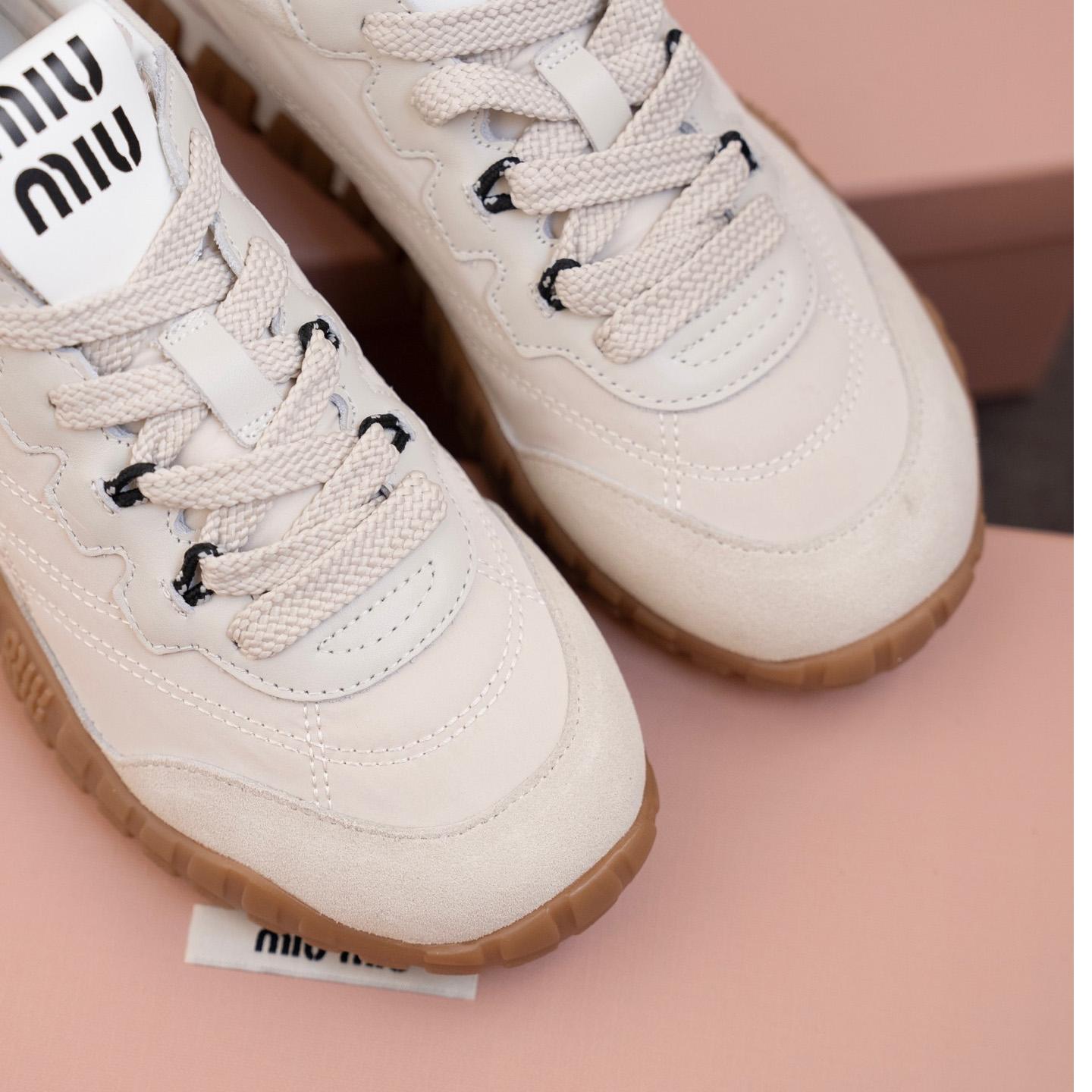 Miu Miu Tyre Technical Fabric And Suede Sneakers - DopestKickz