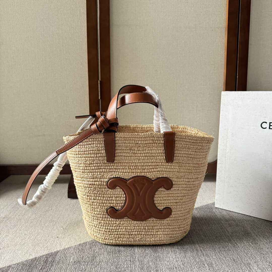 Celine Teen Supple Celine Classic Panier In Raffia And Calfskin - DopestKickz