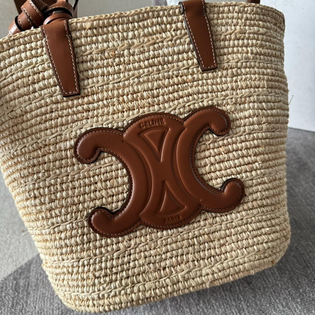 Celine Teen Supple Celine Classic Panier In Raffia And Calfskin - DopestKickz