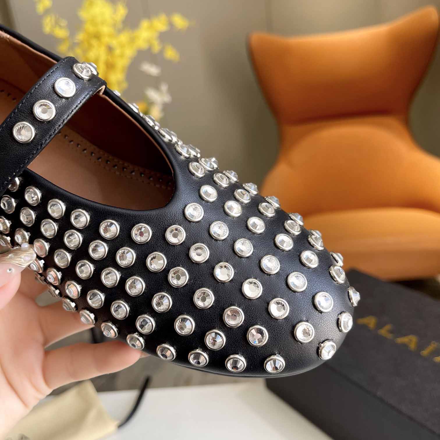 Alaïa Strass Lambskin Ballet Flats - DopestKickz