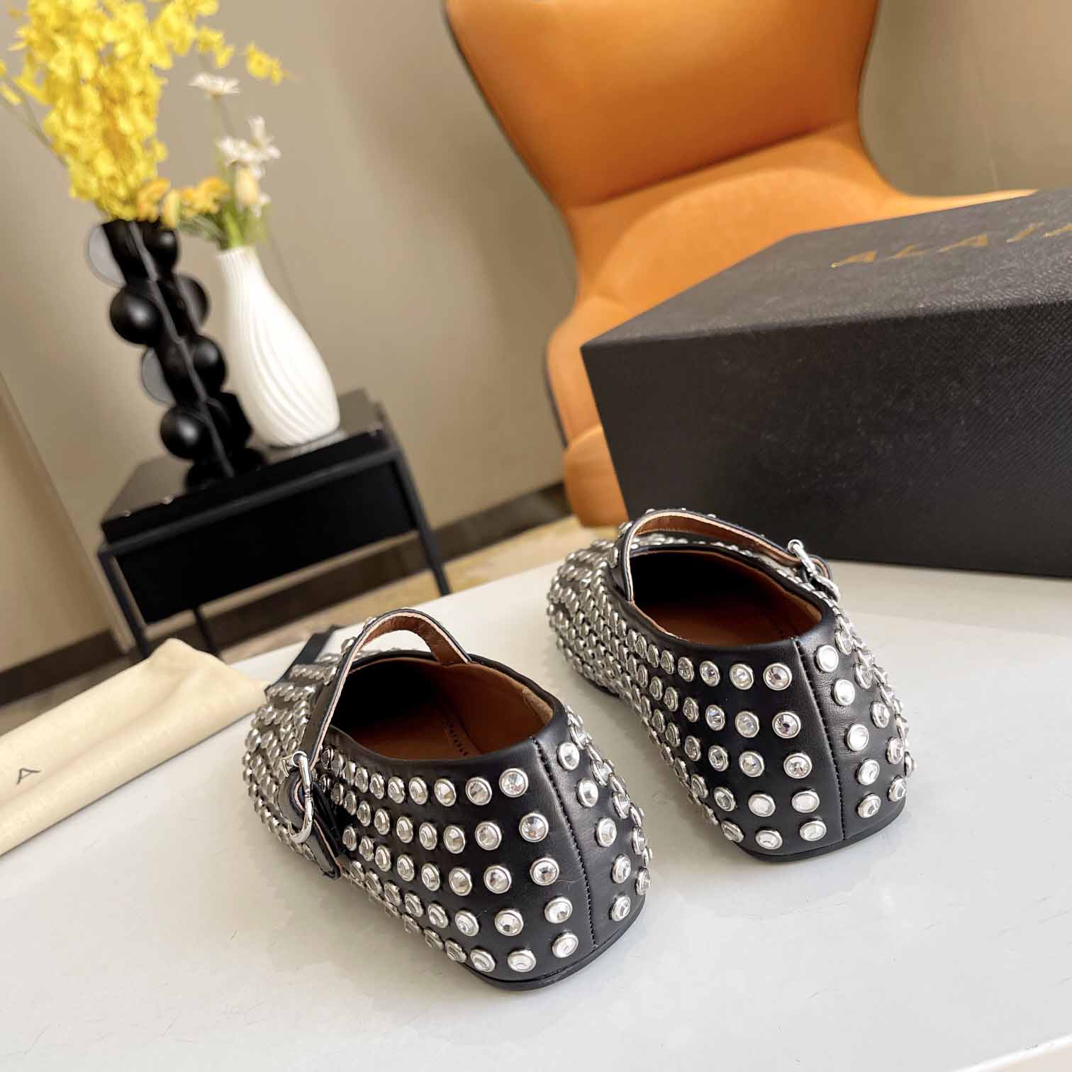 Alaïa Strass Lambskin Ballet Flats - DopestKickz