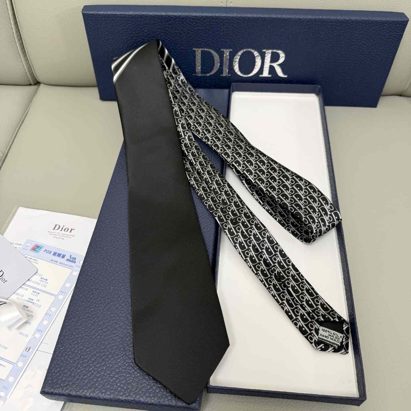 Dior Striped Dior Oblique Tie - DopestKickz