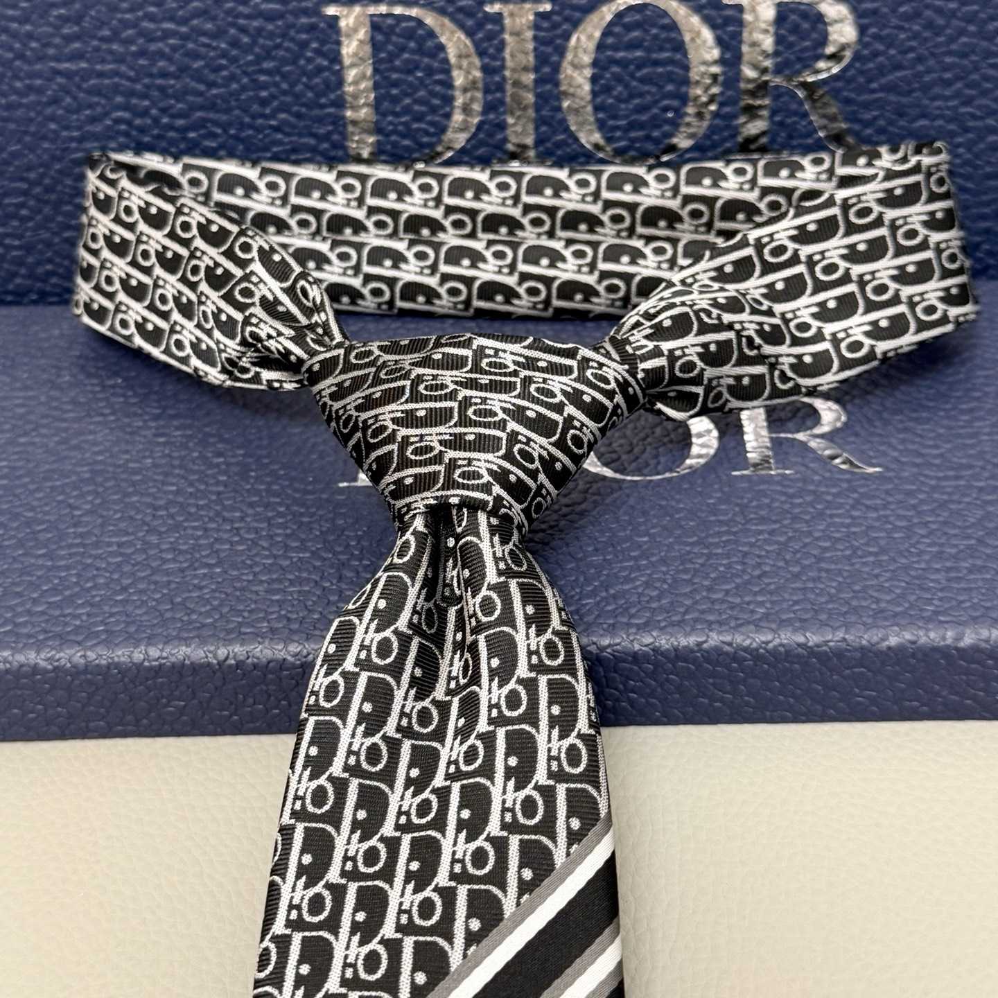 Dior Striped Dior Oblique Tie - DopestKickz
