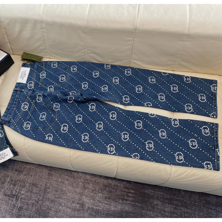 Gucci Crystal Interlocking G Denim Trouser - DopestKickz