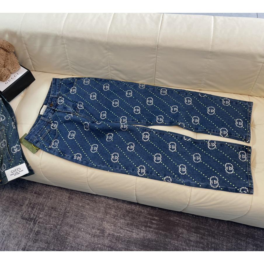 Gucci Crystal Interlocking G Denim Trouser - DopestKickz
