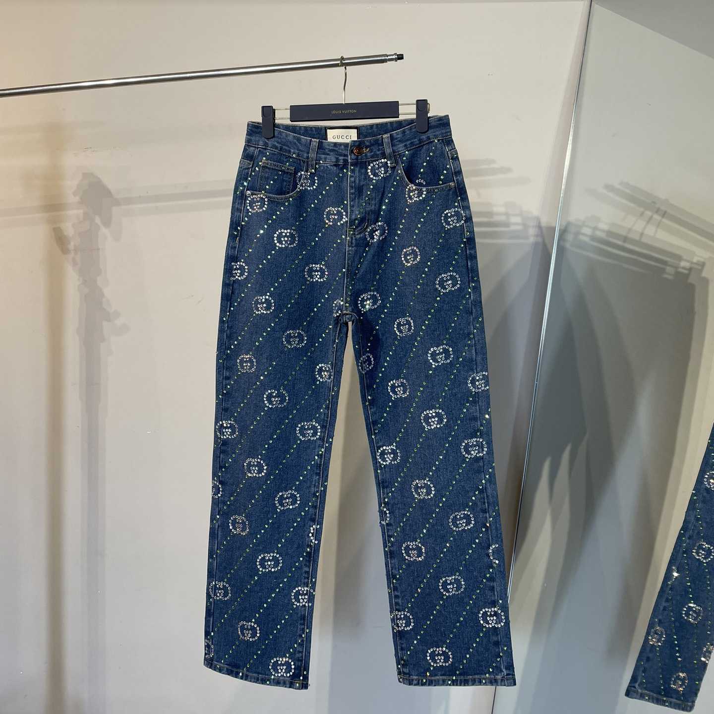 Gucci Crystal Interlocking G Denim Trouser - DopestKickz