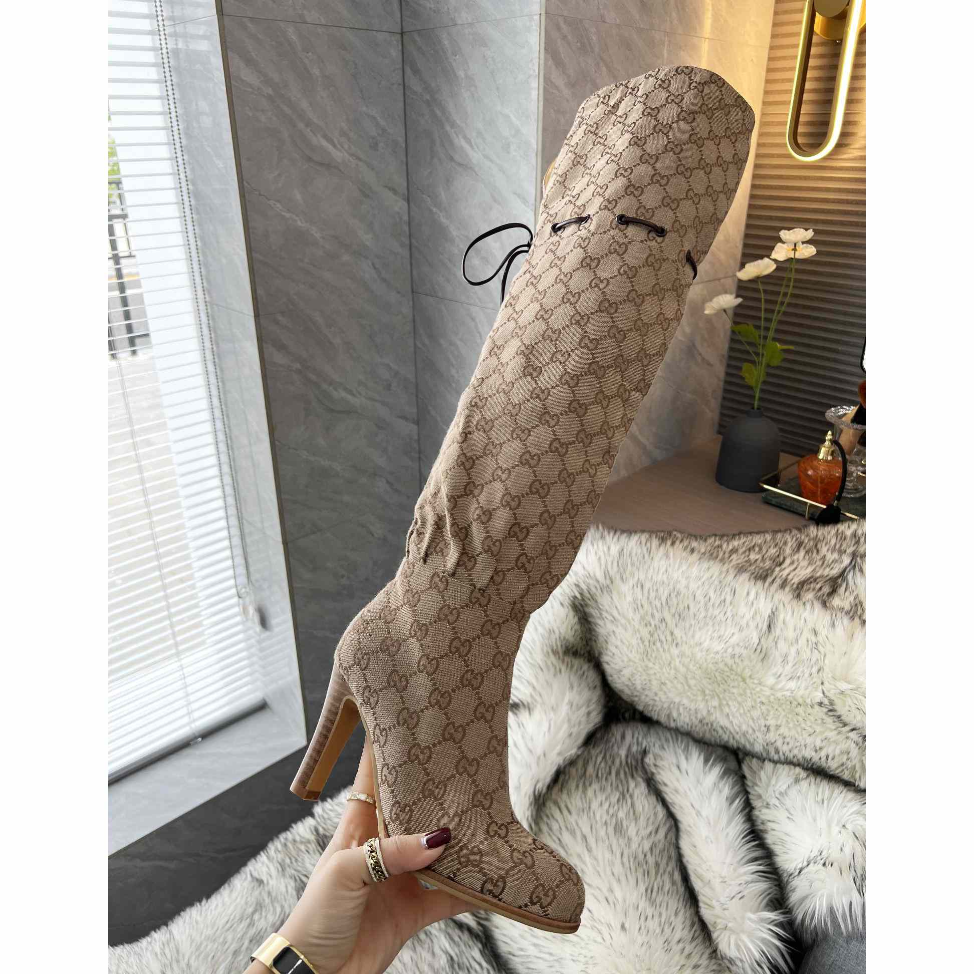 Gucci Monogram Over the Knee Boots  - DopestKickz