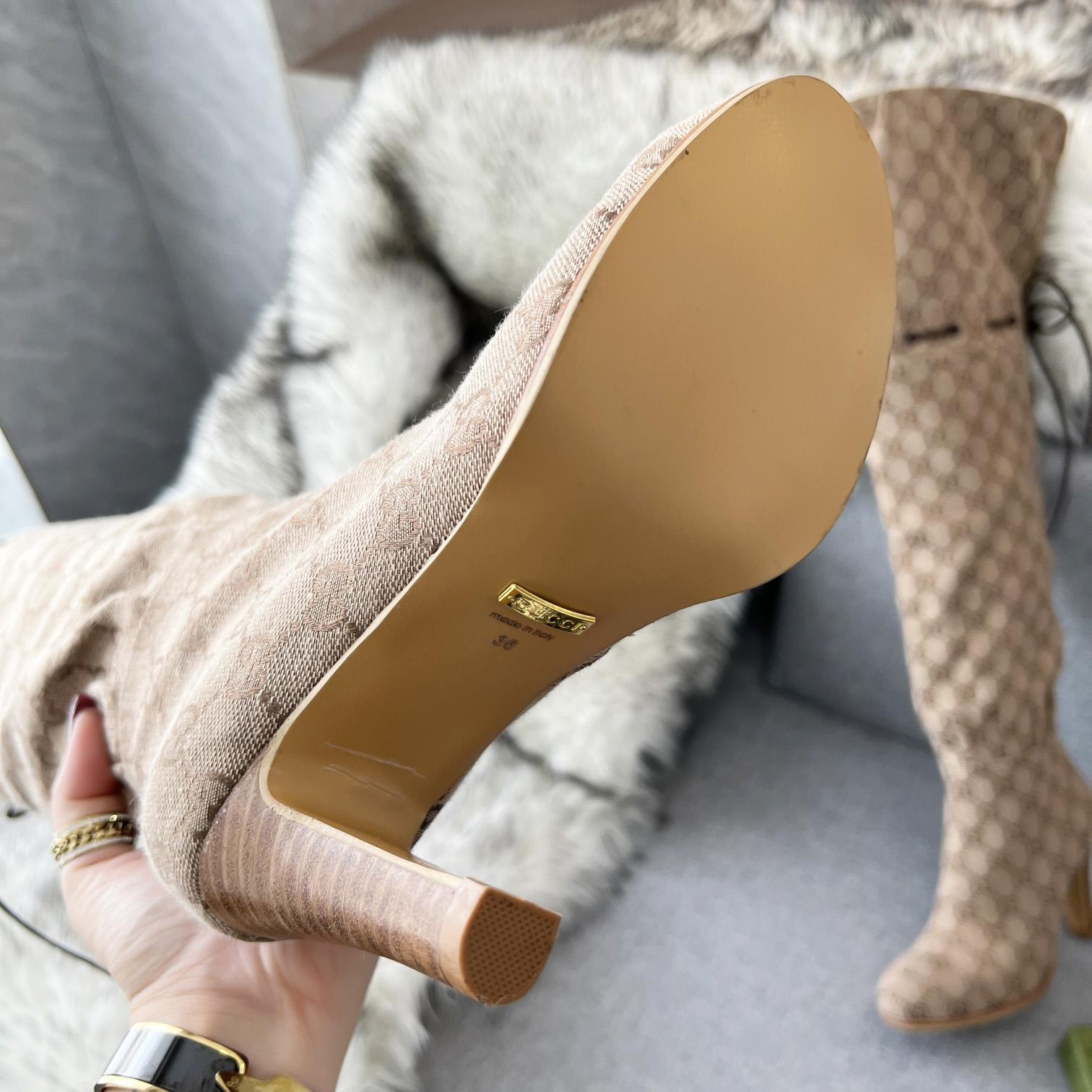 Gucci Monogram Over the Knee Boots  - DopestKickz