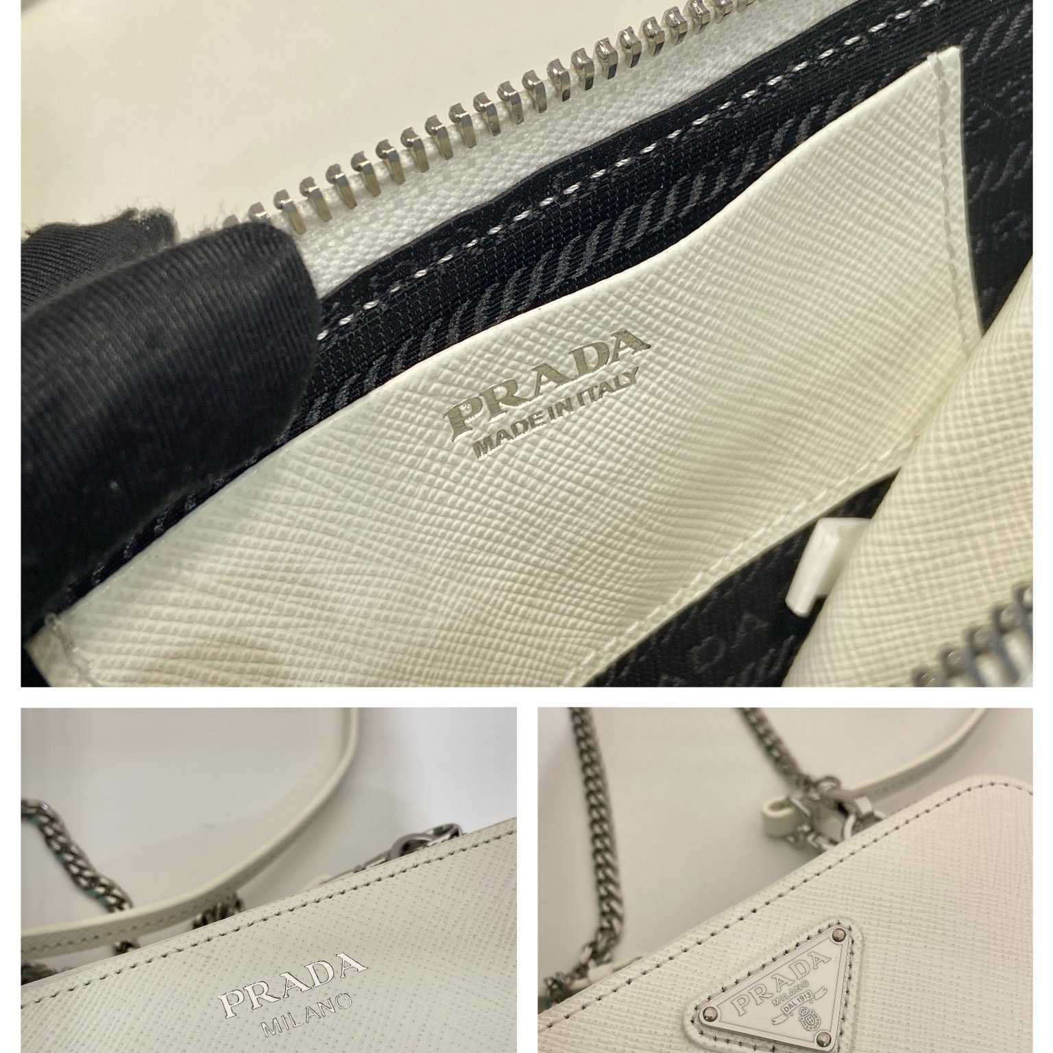 Prada Triangular Embellished Satin And Leather Mini-pouch - DopestKickz
