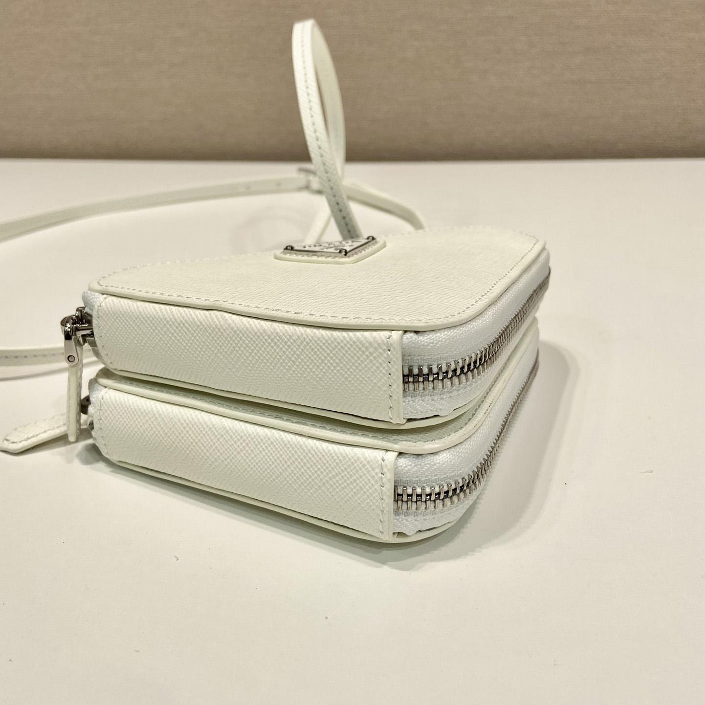 Prada Triangular Embellished Satin And Leather Mini-pouch - DopestKickz