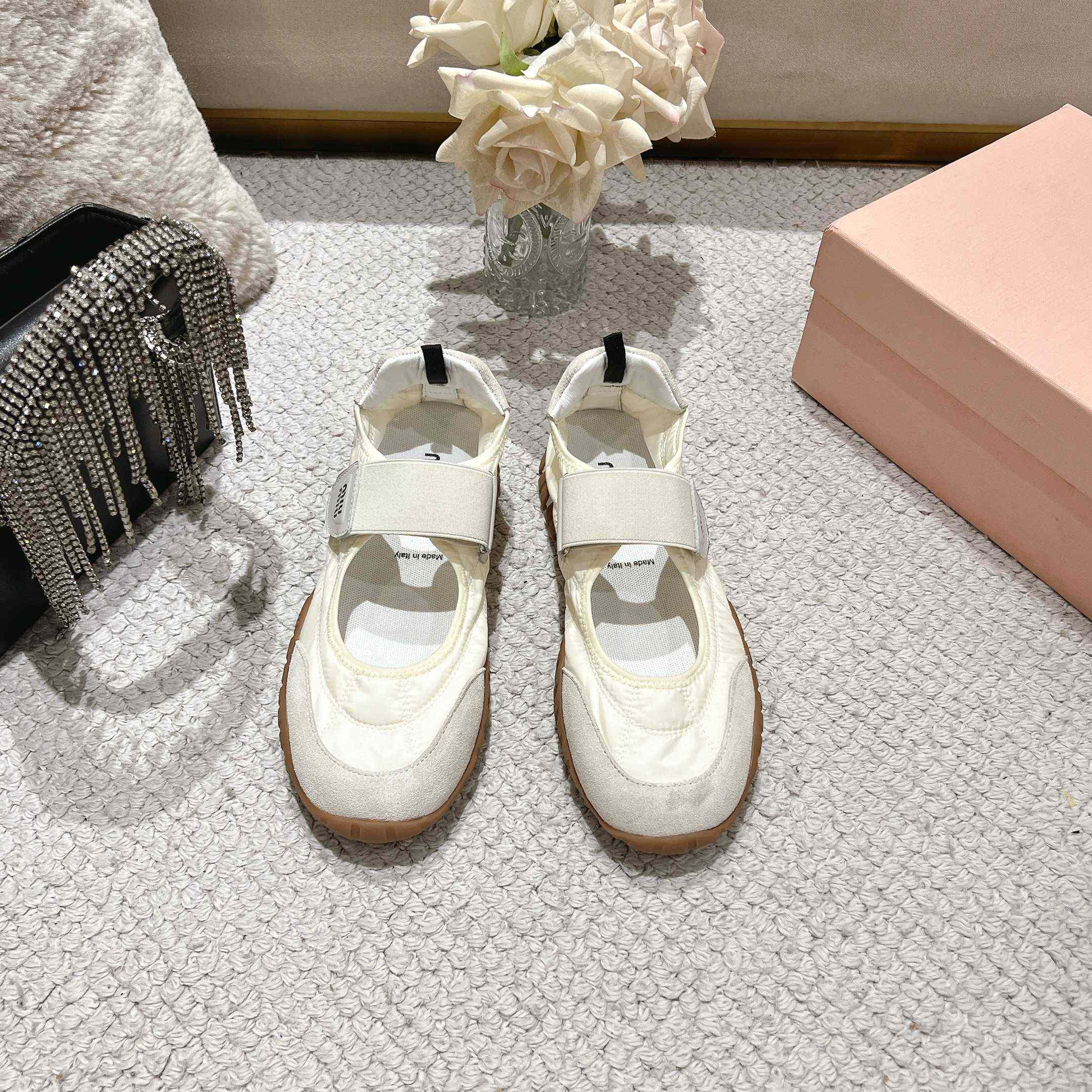 Miu Miu Tyre Technical Fabric And Suede Ballerinas - DopestKickz