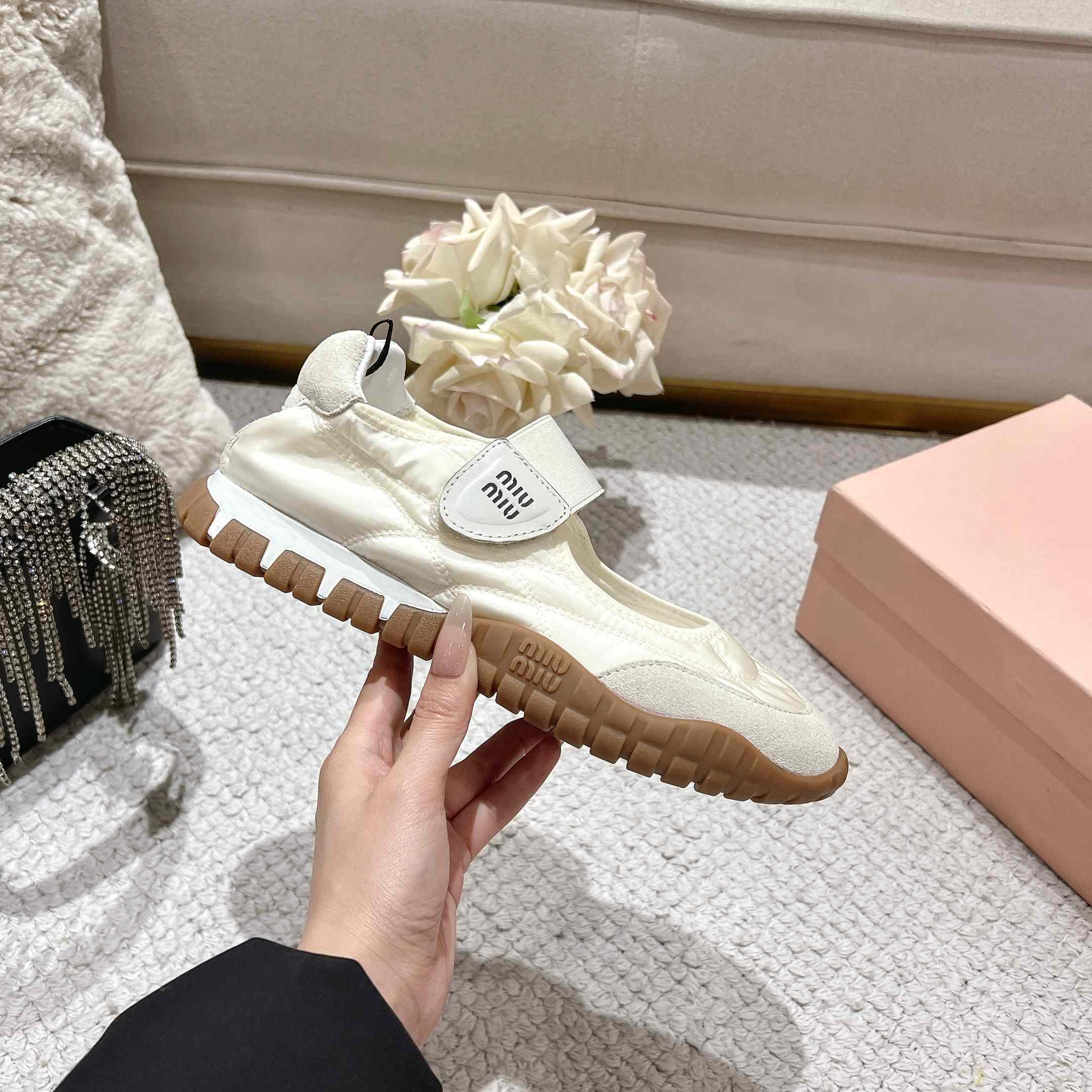 Miu Miu Tyre Technical Fabric And Suede Ballerinas - DopestKickz