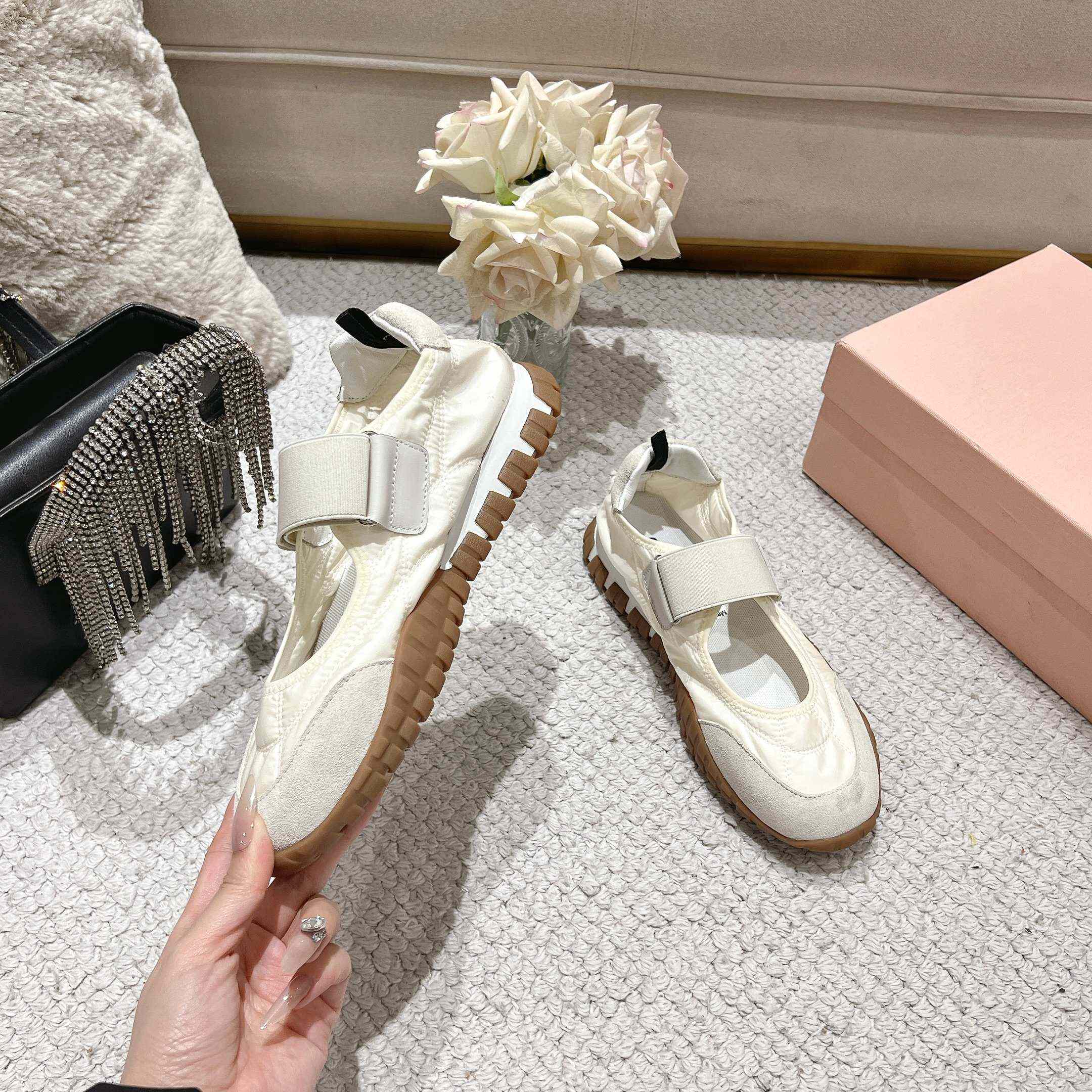 Miu Miu Tyre Technical Fabric And Suede Ballerinas - DopestKickz