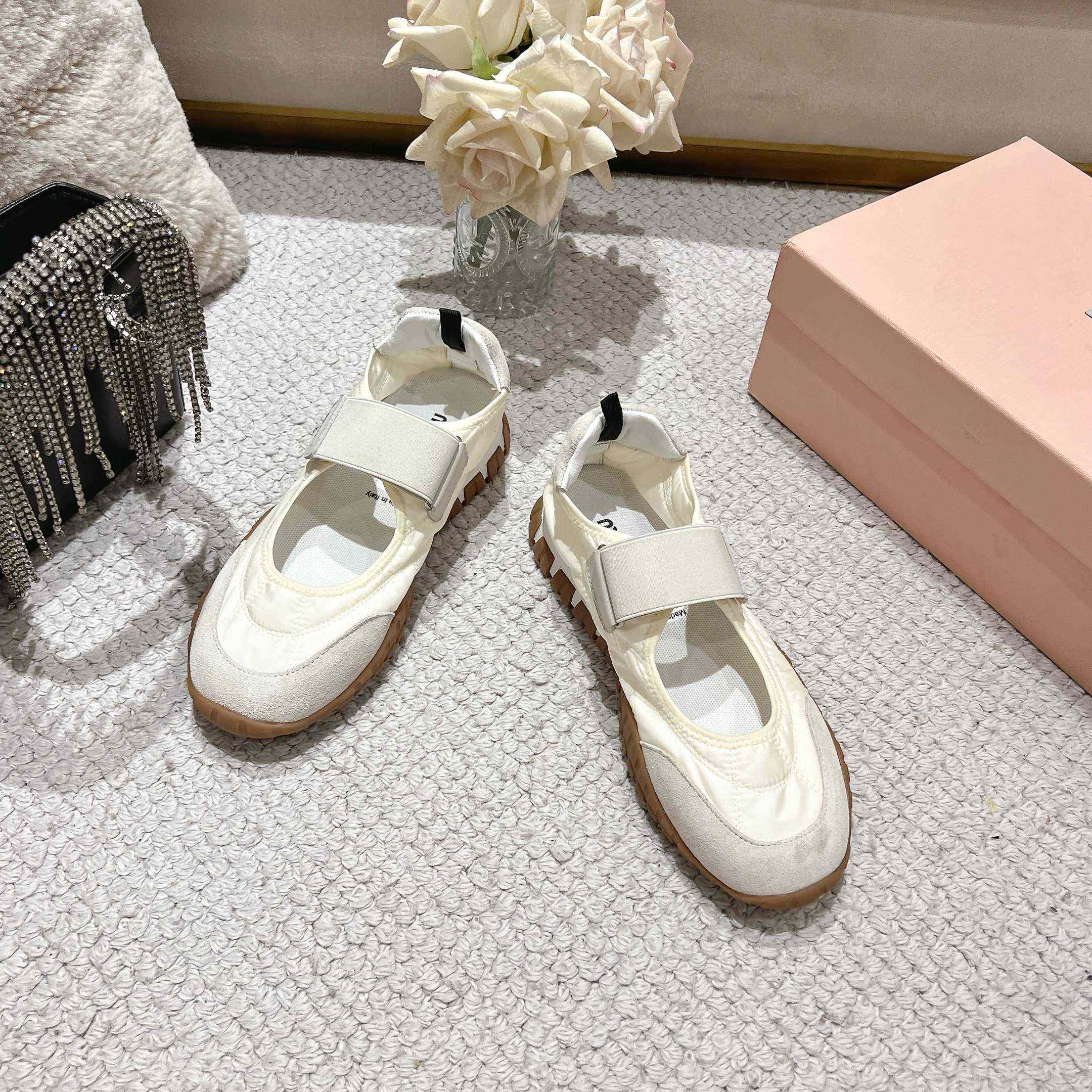 Miu Miu Tyre Technical Fabric And Suede Ballerinas - DopestKickz