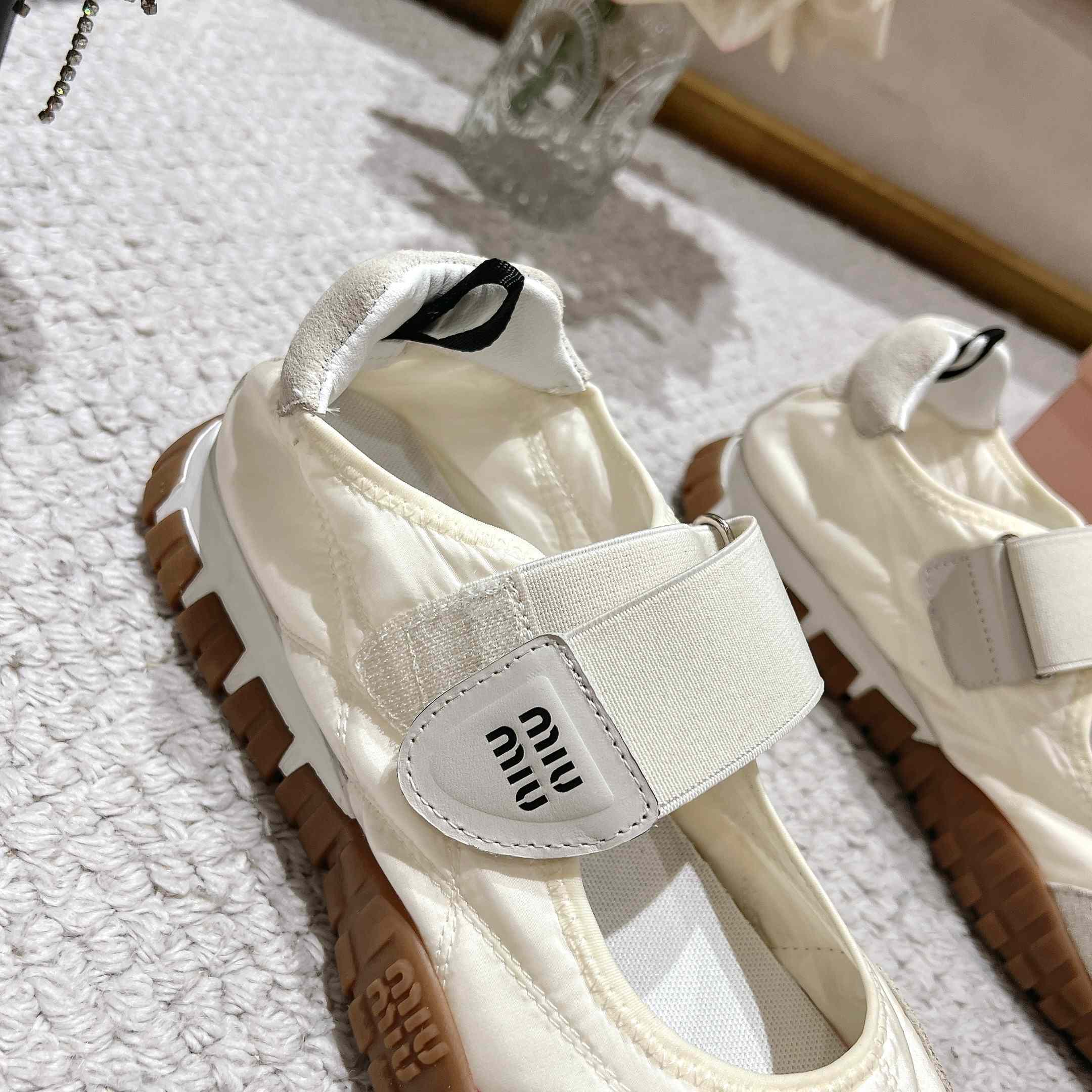 Miu Miu Tyre Technical Fabric And Suede Ballerinas - DopestKickz